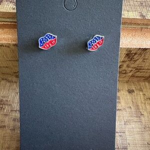 Source Unknown Red and Blue Lip Earrings